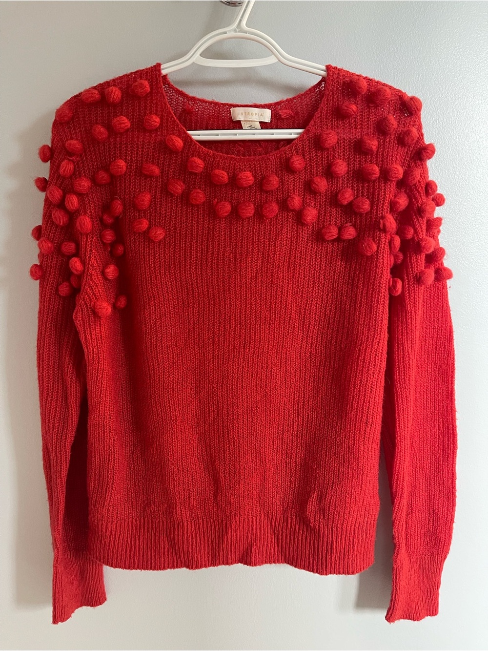 Pom-Pom Detail Red Sweater - Women